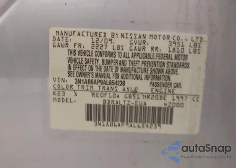 2010 Nissan Sentra 2.0S from USA, damaged, VIN 3N1AB6AP9AL654239